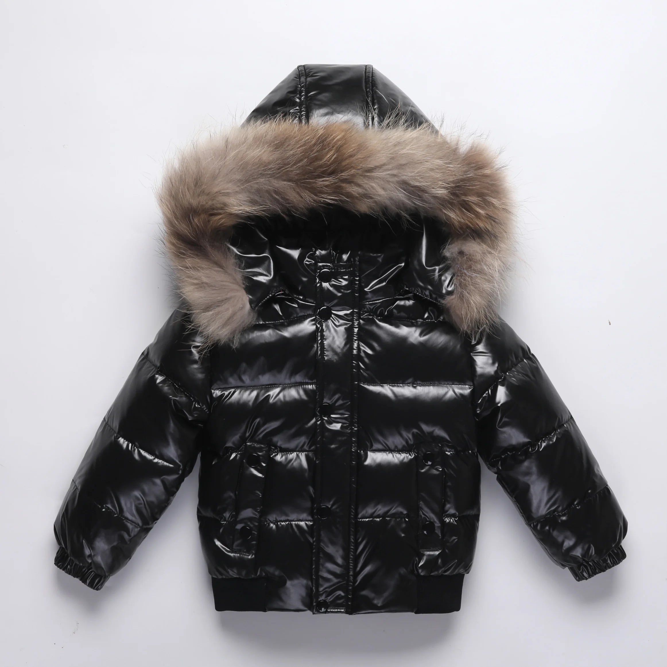 RAISE Winter 1-8 Years Kids Boys Parka Babys Girl Down Jackets Waterproof Shiny Real Fur Thicken Warm Boys Outerwear Coat Outfit