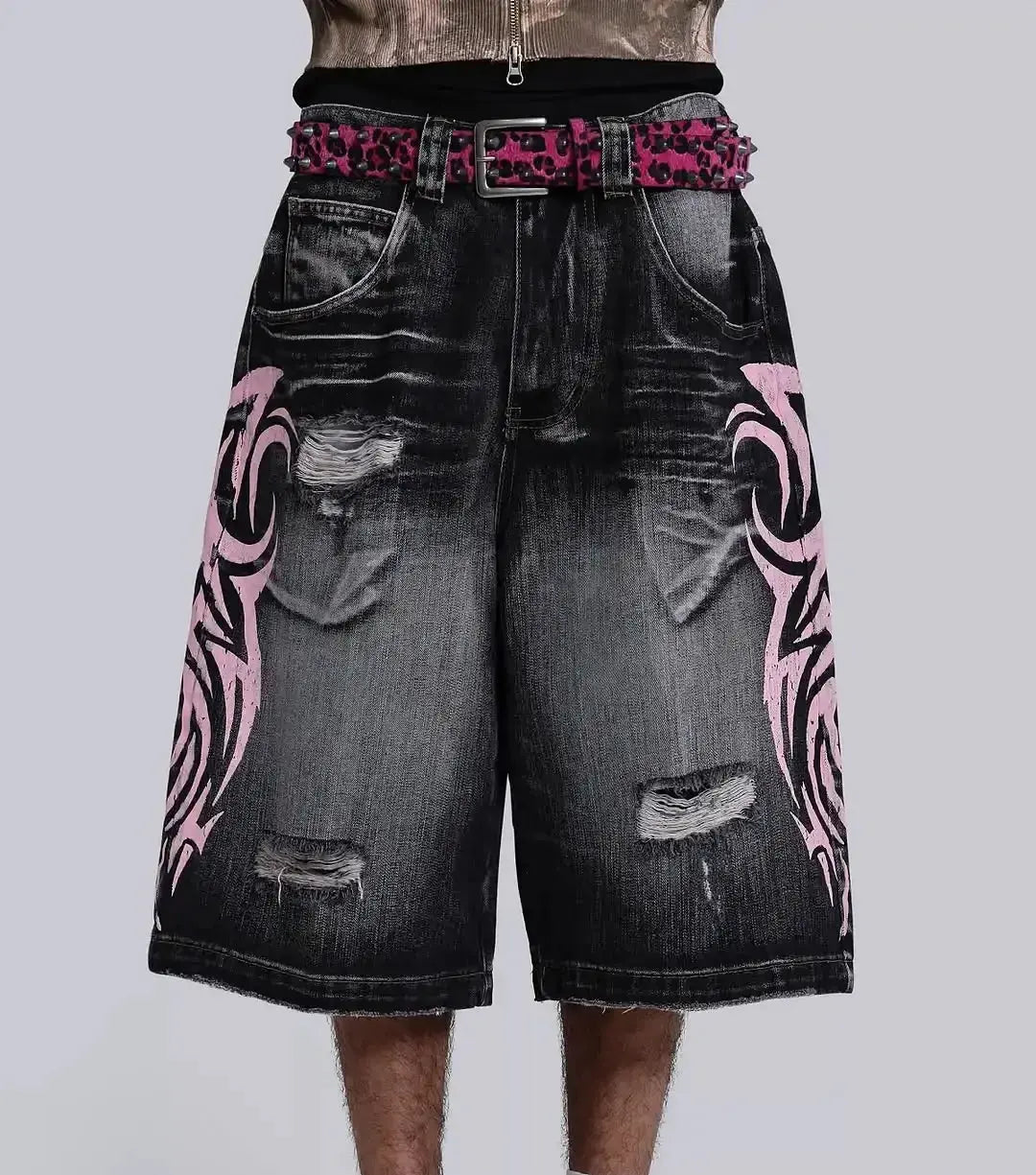 American Street Masonry Design Denim Shorts - DRACO COUTURE