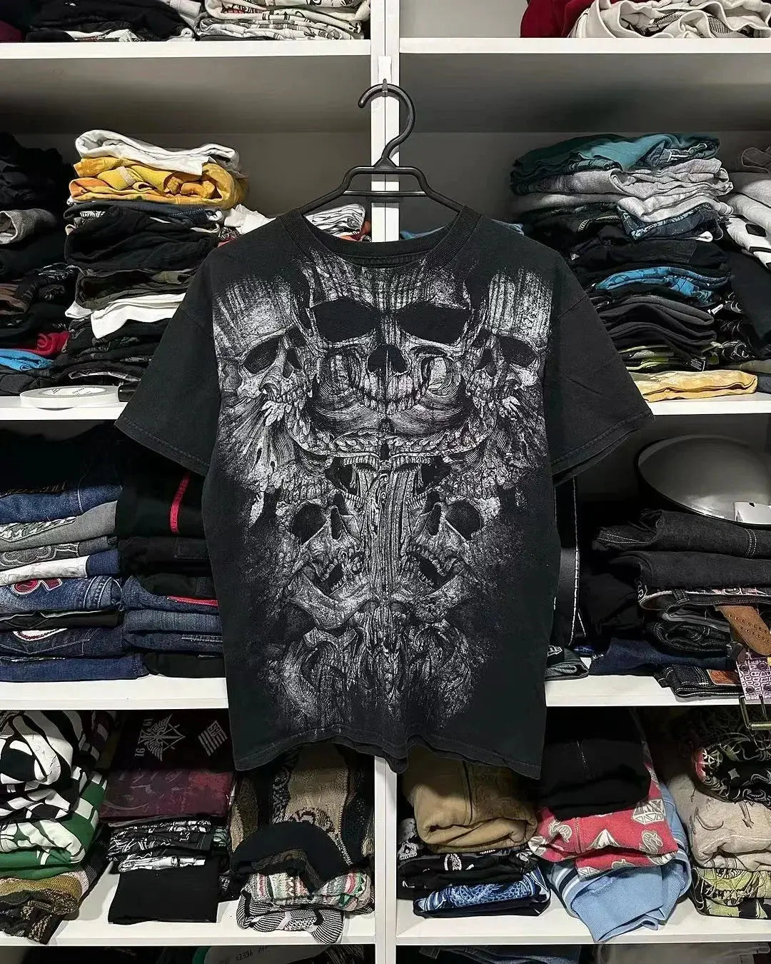 Gothic Skeleton Print T shirt Loose - DRACO COUTURE