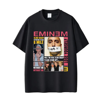 Rapper Eminem Slim Shady Pop Music T-shirt Men's Clothing Vintage Streetwear Men Women Hip Hop Fashion Short Sleeve Tops T Shirt - DRACO COUTURE