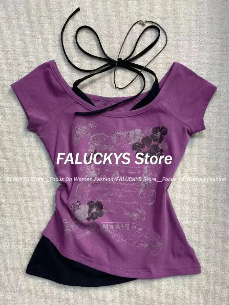 T-Shirt Women Y2K Streetwear Hot Girl Slim Fit - DRACO COUTURE