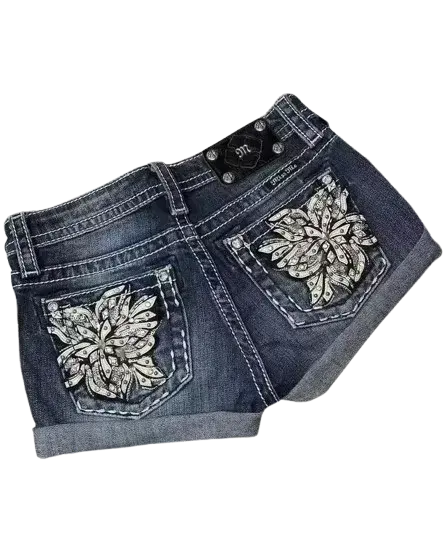 Retro Angel Wing Denim Shorts Y2K Women Gothic Hip Hop Pocket Embroidery Retro Black Baggy Shorts High Waist Slim Fit Mini Skirt - DRACO COUTURE