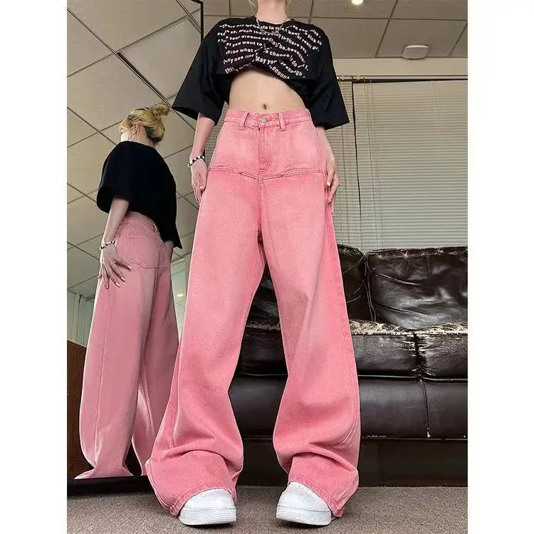Street Pink Embroidered Jeans - DRACO COUTURE