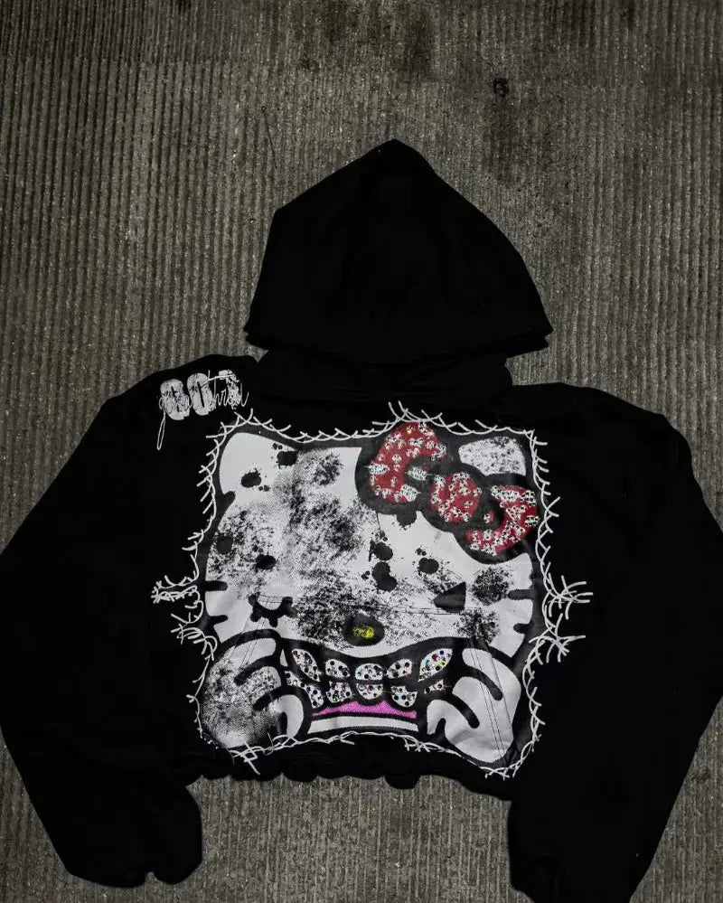 Hello Kitty Y2K Washed Hoodie - DRACO COUTURE