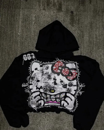 Hello Kitty Y2K Washed Hoodie - DRACO COUTURE