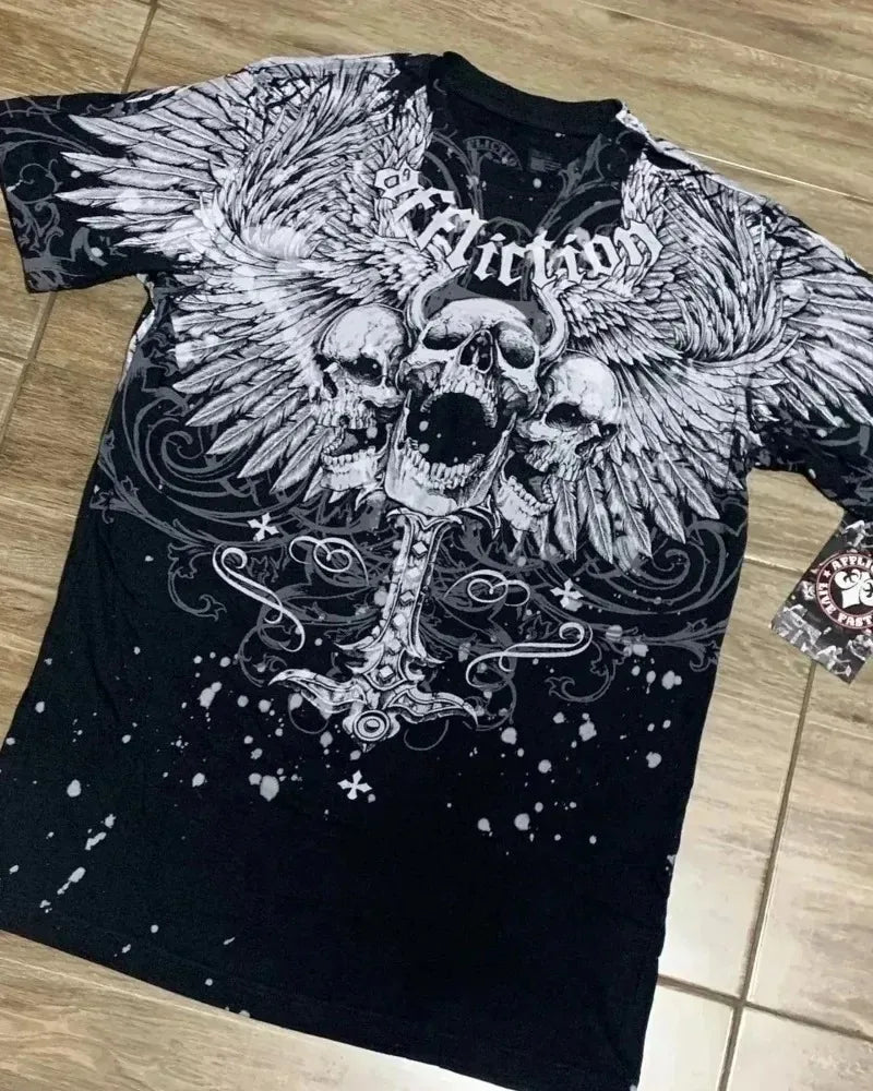 MMA Elite Y2K Gothic Skull Cross T-Shirts 