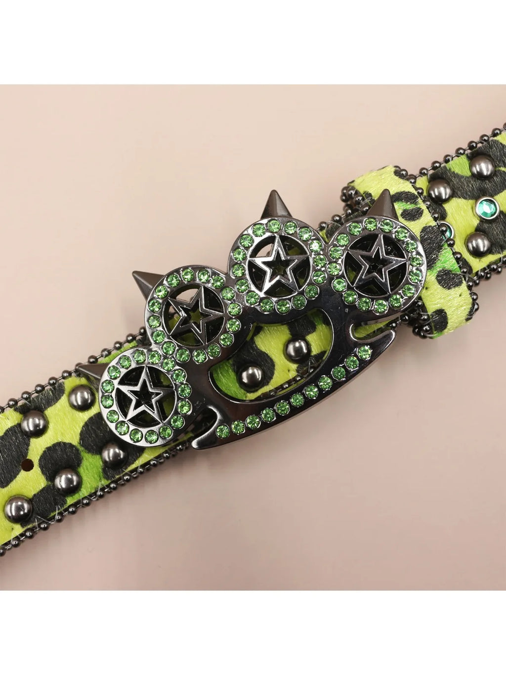 Y2K Strassgürtel mit Leopardenmuster – Western-Denim-Rock-Stil