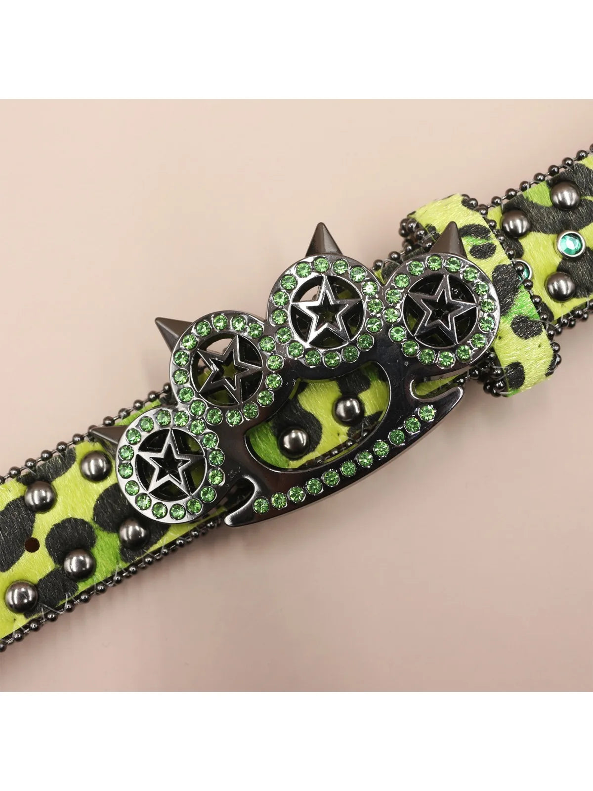 Y2K Strassgürtel mit Leopardenmuster – Western-Denim-Rock-Stil