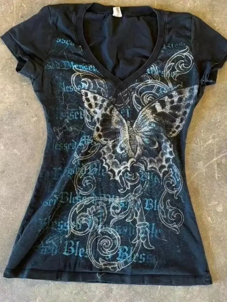 2025 Summer Y2k V-neck Tops - DRACO COUTURE