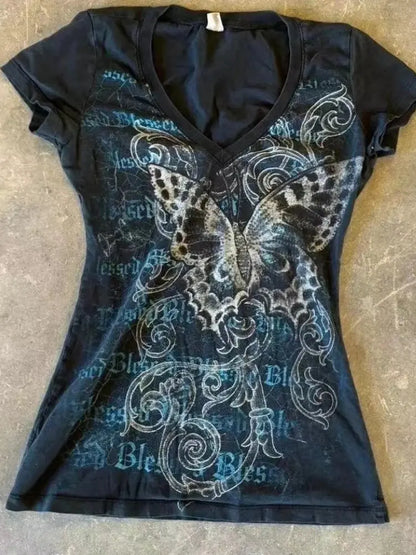 2025 Summer Y2k V-neck Tops - DRACO COUTURE