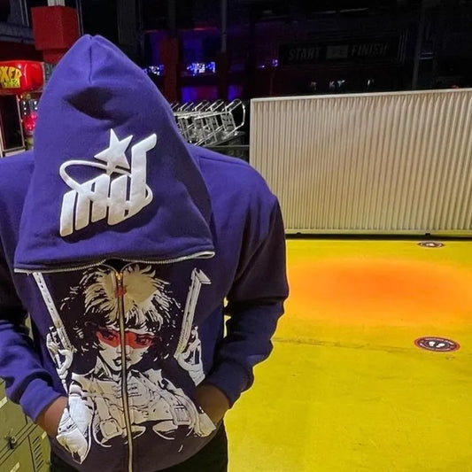 Cartoon Zip Up Hoodies 
Y2K