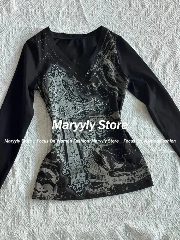 Vintage Gothic T-shirts Women Y2k - DRACO COUTURE