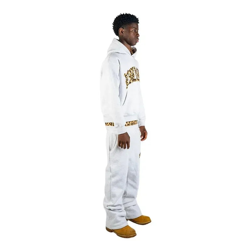 3-teiliges Sportbekleidungsset Y2K für Damen und Herren im Retro-Stil mit Leopardenmuster und Patchwork-Design, amerikanische Streetwear, Unisex, lässig-kastenförmig, Paar-Bekleidung