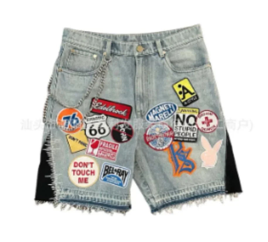 Street style British flag pattern women's shorts Y2k denim goth slim sexy fashionable and versatile low waist black denim shorts DRACO COUTURE