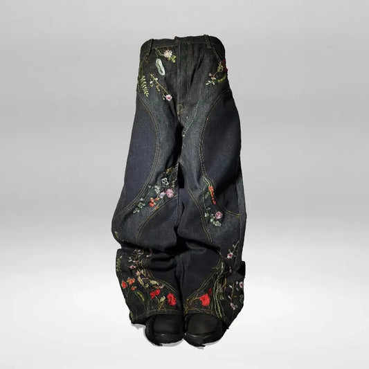 Y2K Blossom Baggy Jeans - DRACO COUTURE