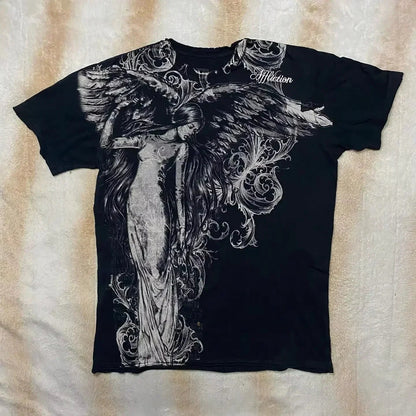 American Y2K New Hip Hop Joker Goth Print Cotton Short Sleeve T-shirt Women Street Casual Loose Punk T-shirt Unisex Summer Tees DRACO COUTURE