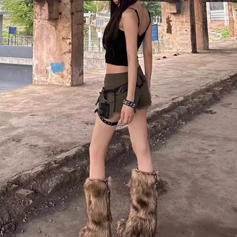 American High Street Y2k Babes Mini Shorts Vintage Wasteland Style Cargo Denim Pants Women Retro Low Rise Hot Pants Summer 2025 DRACO COUTURE