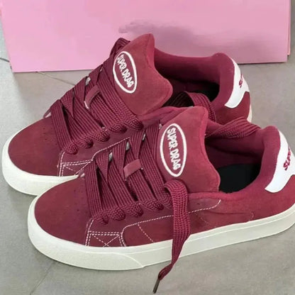 Women Casual Shoes Fashion Low Cut Lace-Up Leisure Sneakers Outdoor Comfortable Non-Slip Female Flats Trainers 35-40 - DRACO COUTURE