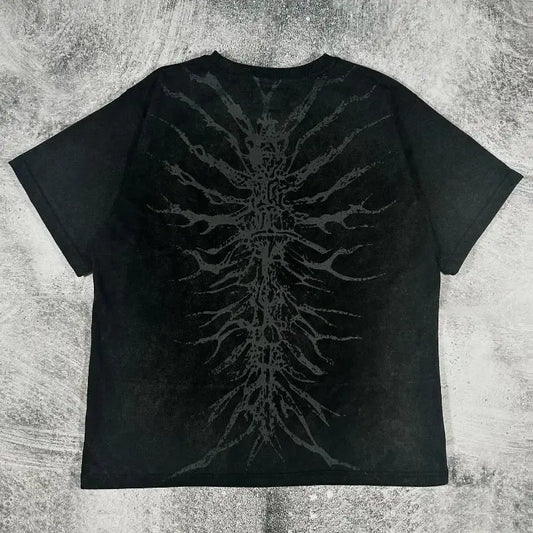 Gothic Skeleton Print T shirt Loose - DRACO COUTURE