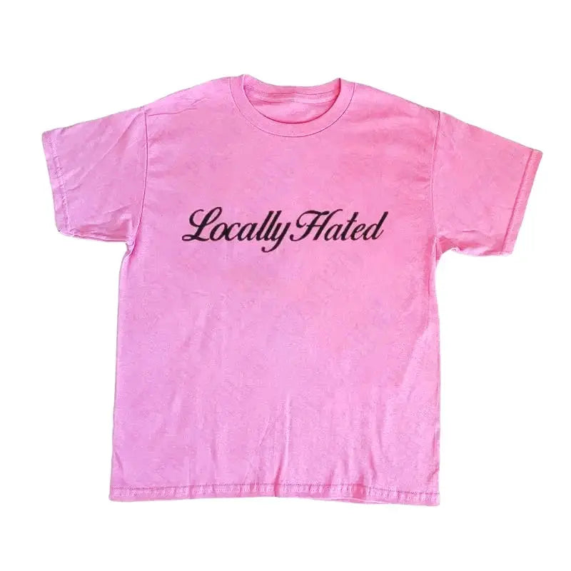 Y2K Cotton T-shirt Locally Hated - DRACO COUTURE