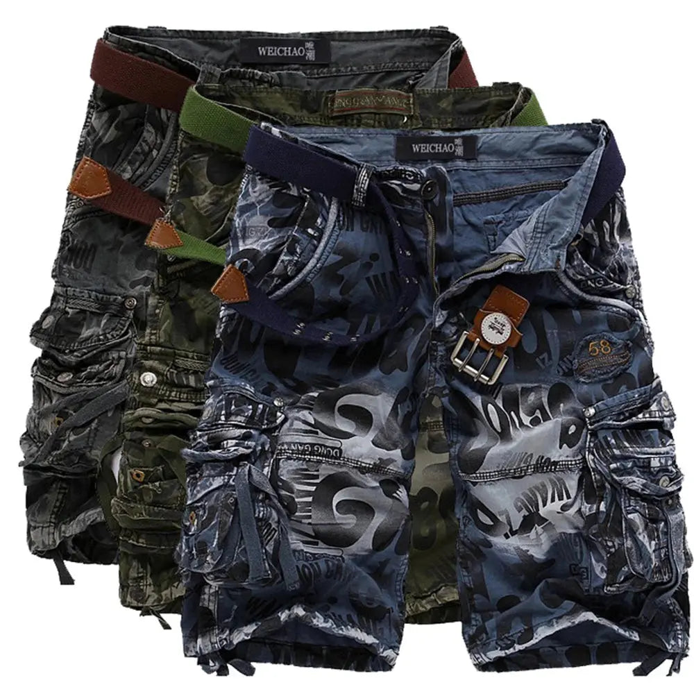 Summer Men's Camouflage Printed Work Shorts Multi-Pocket Zipper Button Military Combat Five Shorts Daily Street Casual Shorts - DRACO COUTURE