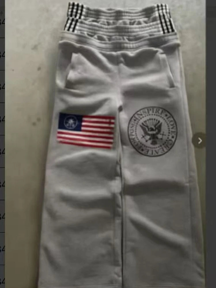 Amerikanische neue doppelt taillierte modische Streetwear-Herrenhosen mit Buchstabenstickerei im Retro-Harajuku-Stil für Damen und Herren