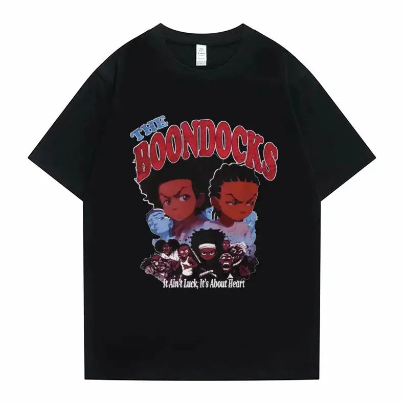 New The Boondocks Huey and Riley Print T-shirt Men Women Casual Fashion Tshirt Funny Man Cotton Tee Short Sleeve Hip Hop T Shirt - DRACO COUTURE