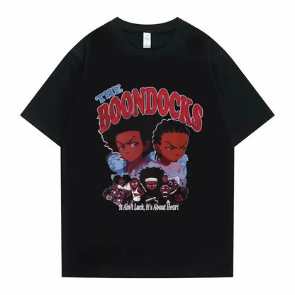 New The Boondocks Huey and Riley Print T-shirt Men Women Casual Fashion Tshirt Funny Man Cotton Tee Short Sleeve Hip Hop T Shirt - DRACO COUTURE