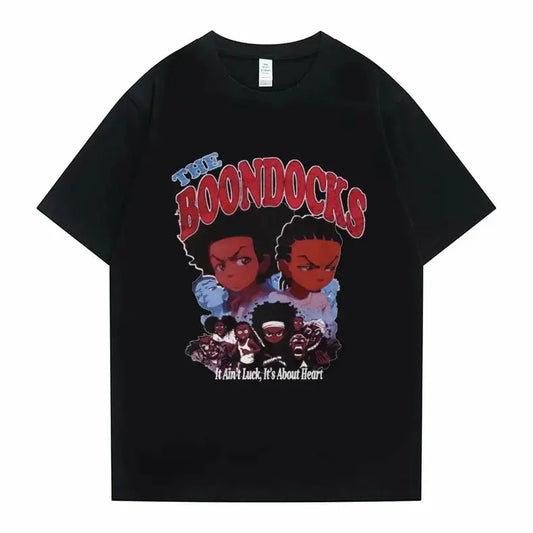 New The Boondocks Huey and Riley Print T-shirt Men Women Casual Fashion Tshirt Funny Man Cotton Tee Short Sleeve Hip Hop T Shirt - DRACO COUTURE