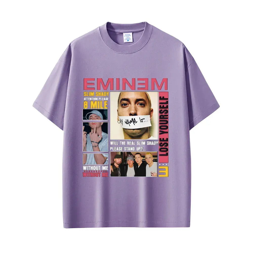 Rapper Eminem Slim Shady Pop Music T-shirt Men's Clothing Vintage Streetwear Men Women Hip Hop Fashion Short Sleeve Tops T Shirt - DRACO COUTURE