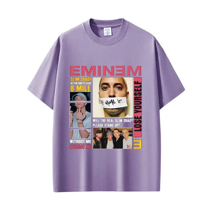 Rapper Eminem Slim Shady Pop Music T-shirt Men's Clothing Vintage Streetwear Men Women Hip Hop Fashion Short Sleeve Tops T Shirt - DRACO COUTURE