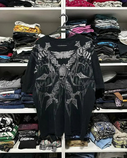 American Y2K New Hip Hop Joker Goth Print Cotton Short Sleeve T-shirt Women Street Casual Loose Punk T-shirt Unisex Summer Tees DRACO COUTURE