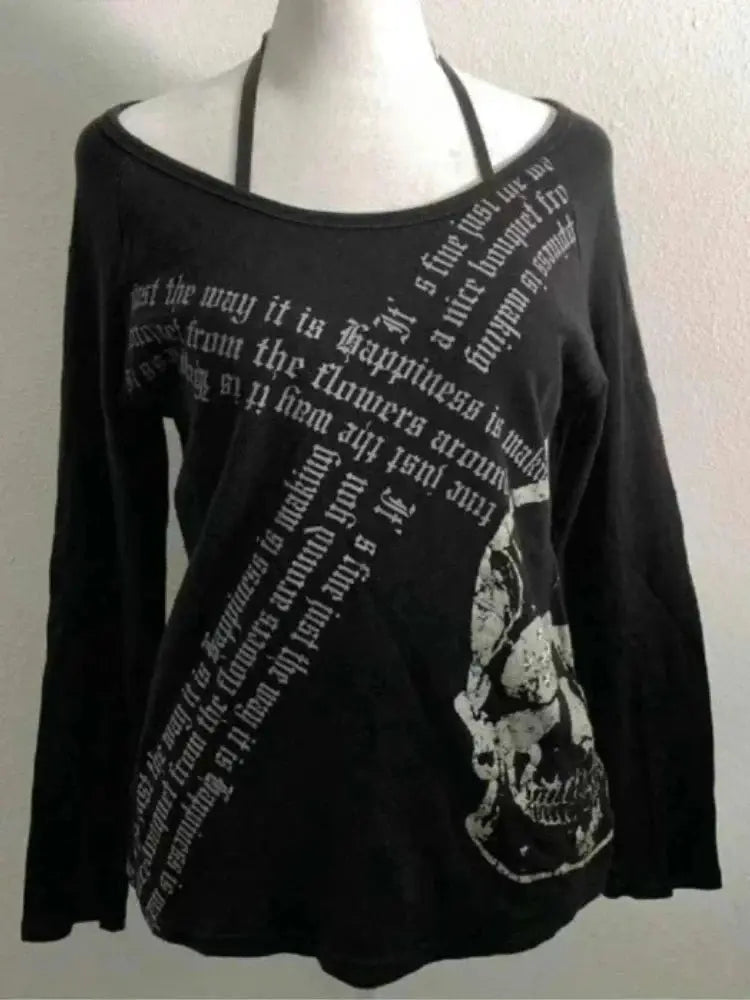 Vintage Gothic Streetwear T-shirt Woman Y2k Tops - DRACO COUTURE