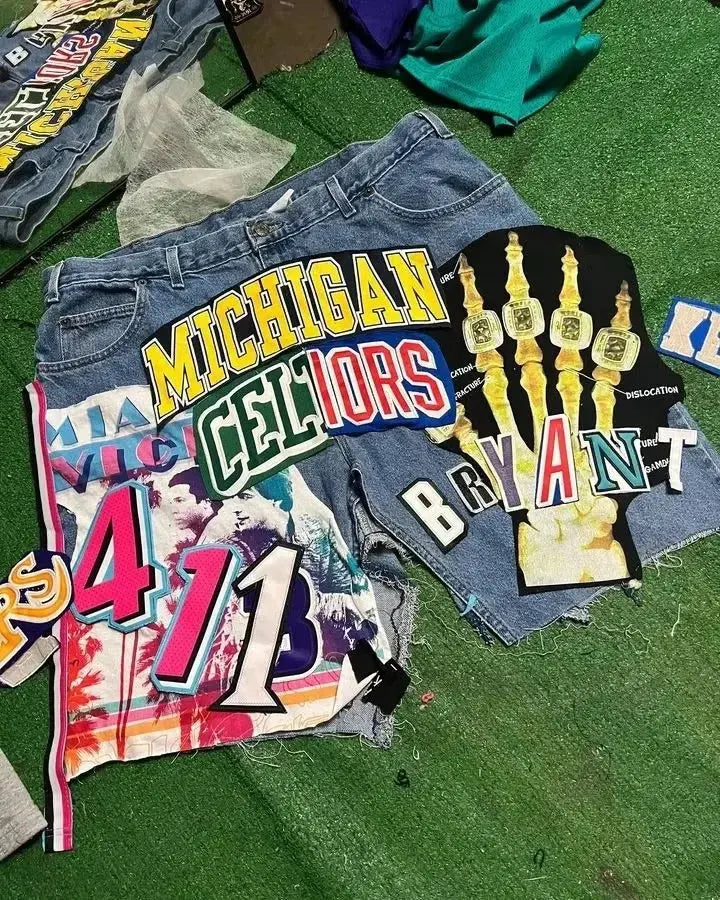 Streetwear Japanese Denim Shorts Y2K Jeans Mens Womens Harajuku Hip Hop Cartoon Baggy Shorts High Waist Casual Shorts - DRACO COUTURE