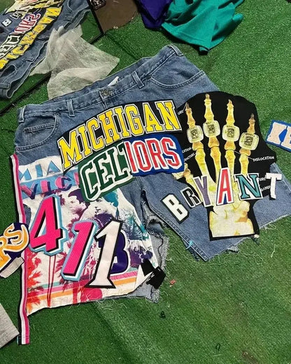 Streetwear Japanese Denim Shorts Y2K Jeans Mens Womens Harajuku Hip Hop Cartoon Baggy Shorts High Waist Casual Shorts - DRACO COUTURE