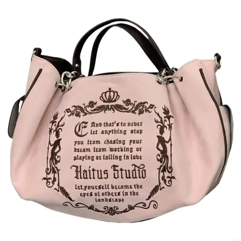 M6CC Unique Pumpkin Canvas Letter Large Shoulder Bag for Women with Chain Strap - DRACO COUTURE