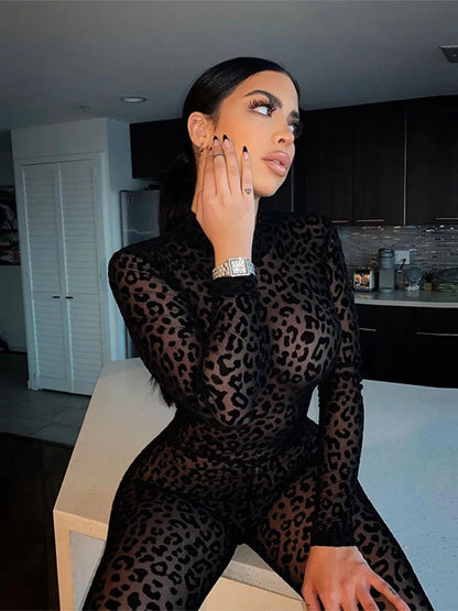 Sexy Jumpsuit mit Leopardenmuster im Y2K-Stil