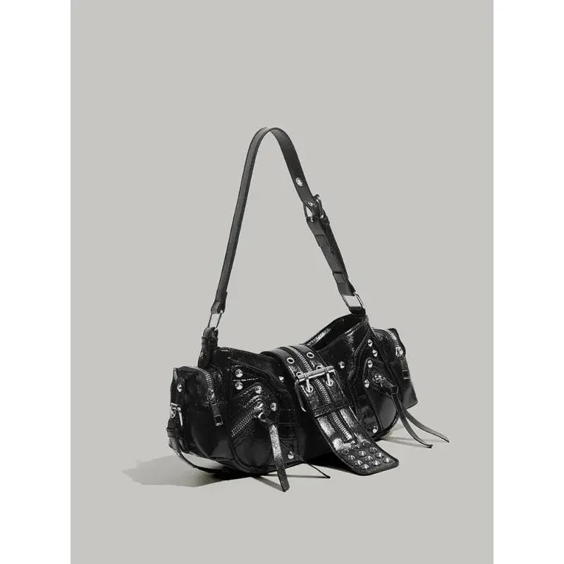 Y2k Black Motorcycle Shoulder Bag - DRACO COUTURE