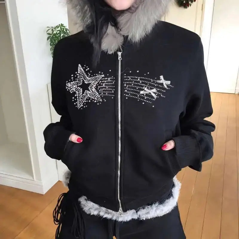 Y2k Korean Zip Hoodie Japanese Winter - DRACO COUTURE
