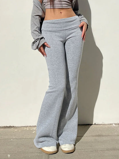 Y2K Schlanke Schlaghose mit niedriger Taille