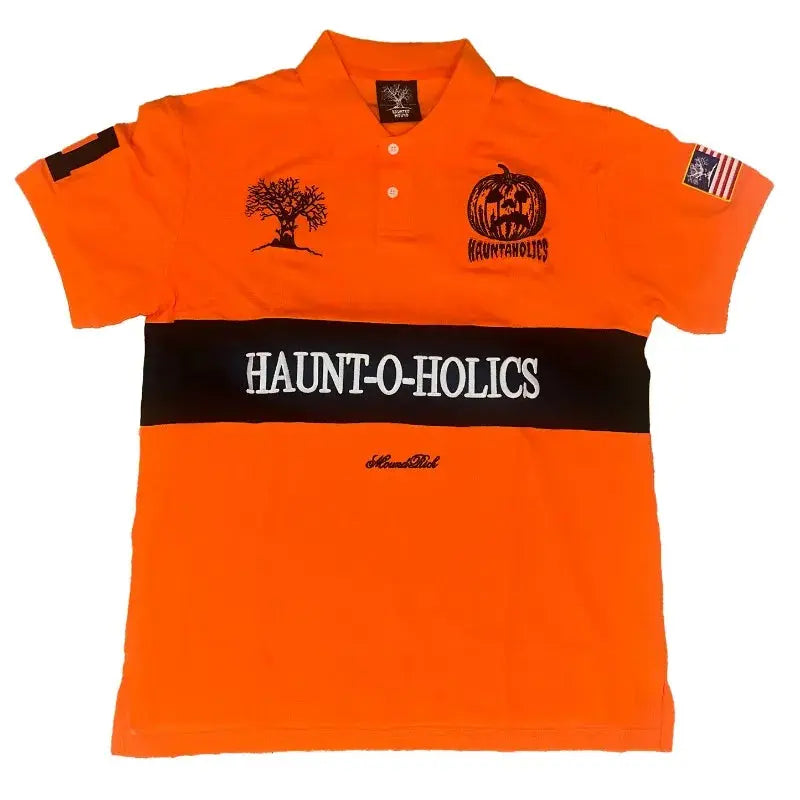 Y2K Haunted Polo Shirts Halloween Devil Pumpkin Pattern Embroidery Men Women Streetwear Gothic Hip Hop Rock Lapel Short Sleeves - DRACO COUTURE
