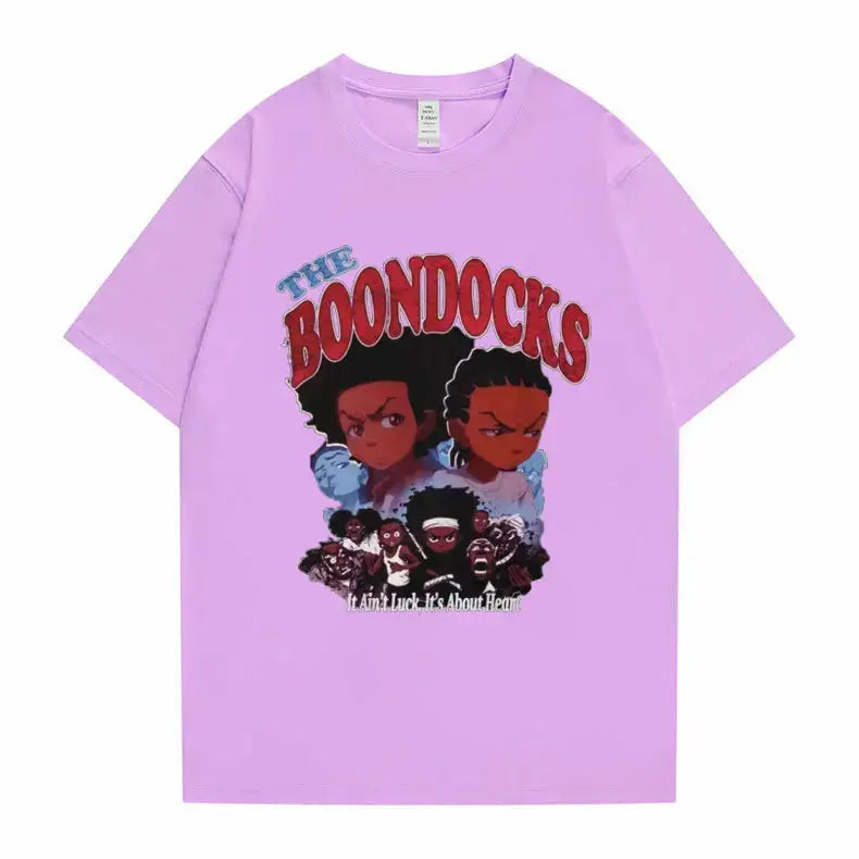 New The Boondocks Huey and Riley Print T-shirt Men Women Casual Fashion Tshirt Funny Man Cotton Tee Short Sleeve Hip Hop T Shirt - DRACO COUTURE