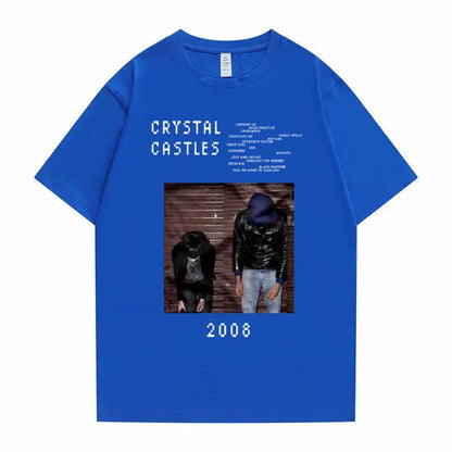 Crystal Castles Graphic T Shirts Male Gothic Music Band T Shirt Men's Vintage Tshirt Men Women Hip Hop Rock Oversized T-shirts - DRACO COUTURE