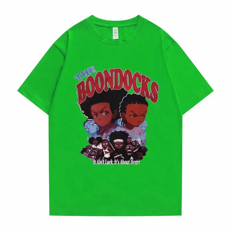 New The Boondocks Huey and Riley Print T-shirt Men Women Casual Fashion Tshirt Funny Man Cotton Tee Short Sleeve Hip Hop T Shirt - DRACO COUTURE