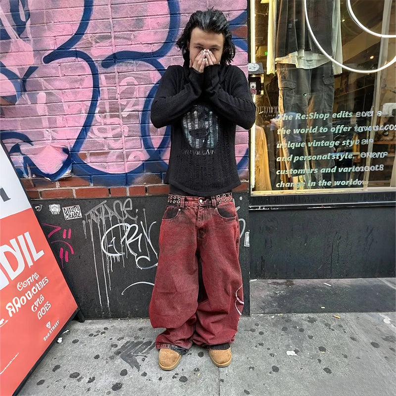 Y2K Baggy Jeans Red Vintage