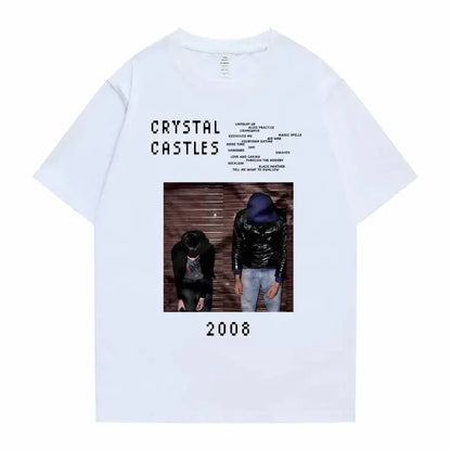 Crystal Castles Graphic T Shirts Male Gothic Music Band T Shirt Men's Vintage Tshirt Men Women Hip Hop Rock Oversized T-shirts - DRACO COUTURE