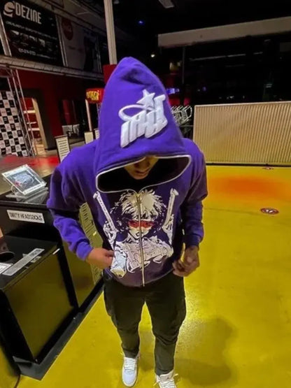 Cartoon Zip Up Hoodies 
Y2K