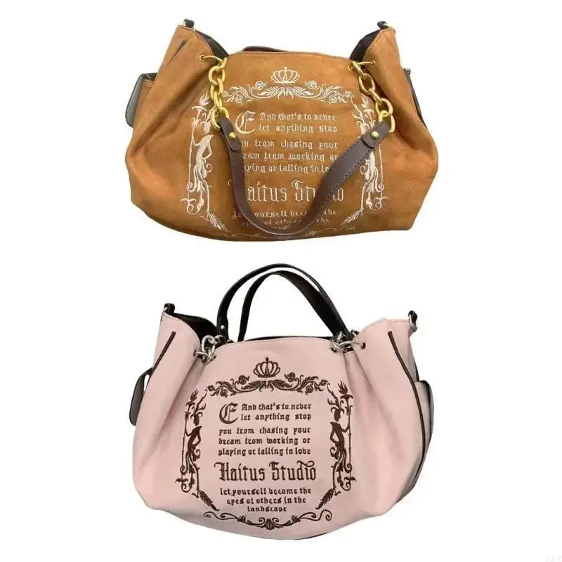 M6CC Unique Pumpkin Canvas Letter Large Shoulder Bag for Women with Chain Strap - DRACO COUTURE