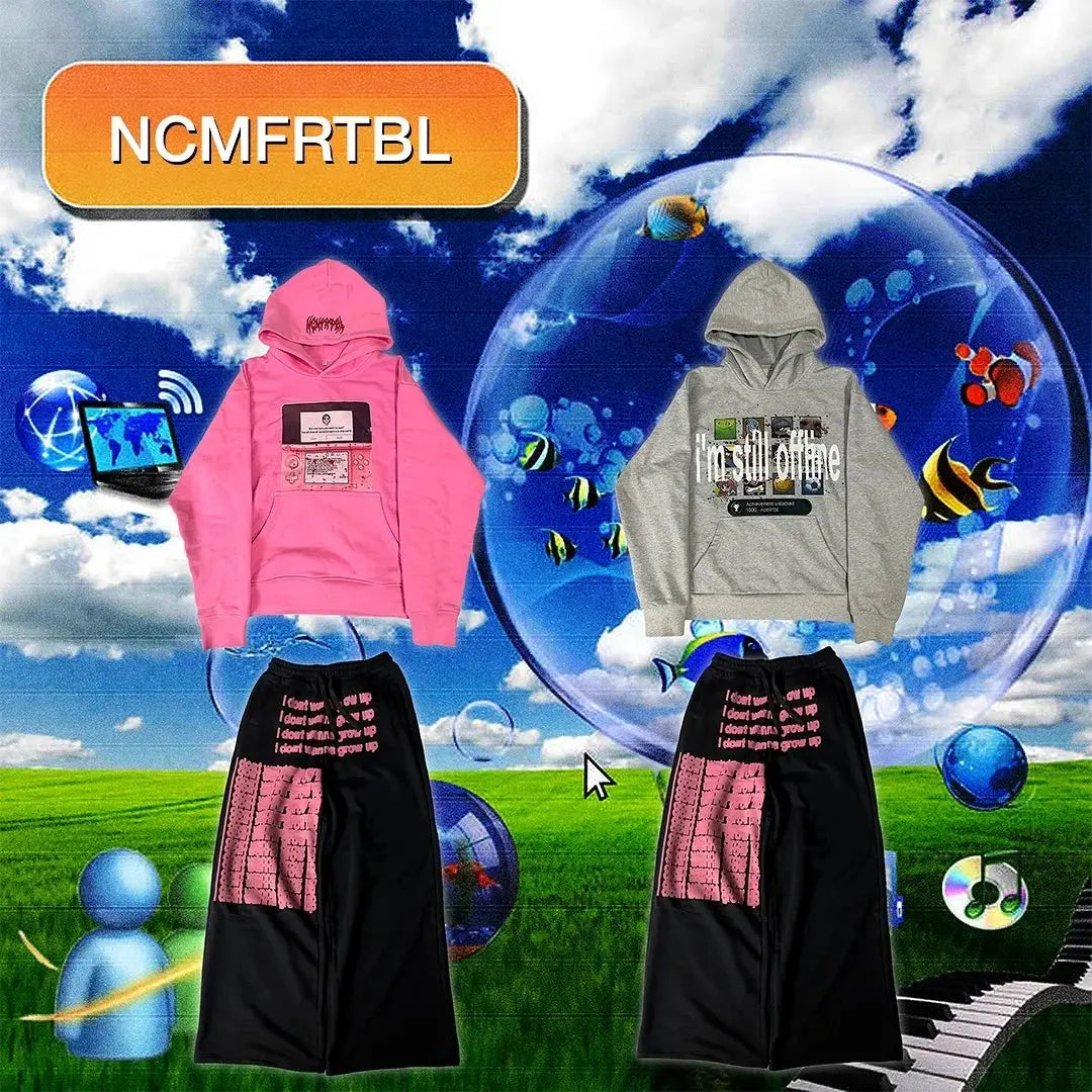 Y2k vintage 3ds and offline hoodies women street casual sweatpants two piece set sweatshirts harajuku tracksuit men clothing - DRACO COUTURE