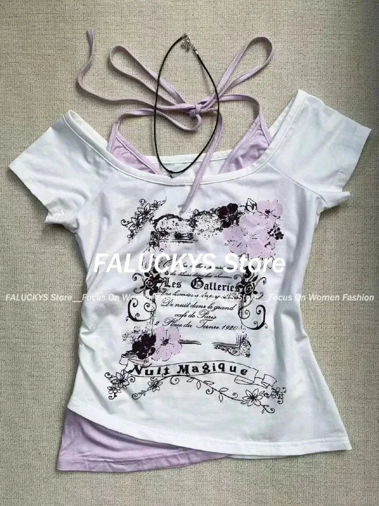 T-Shirt Women Y2K Streetwear Hot Girl Slim Fit - DRACO COUTURE